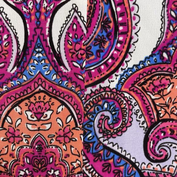 Catherines Women's Pink Blue Paisley Blouse Size‎ Petite 1XW Flowy Artsy Boho - Picture 12 of 13